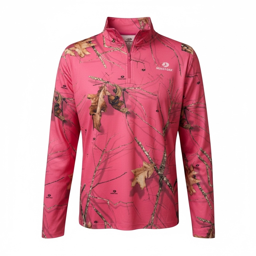 Mossy Oak Pink Camo Half-Zip Performance Pullover. 2x